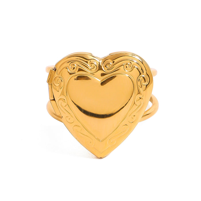 18k gold stainless steel heart ring