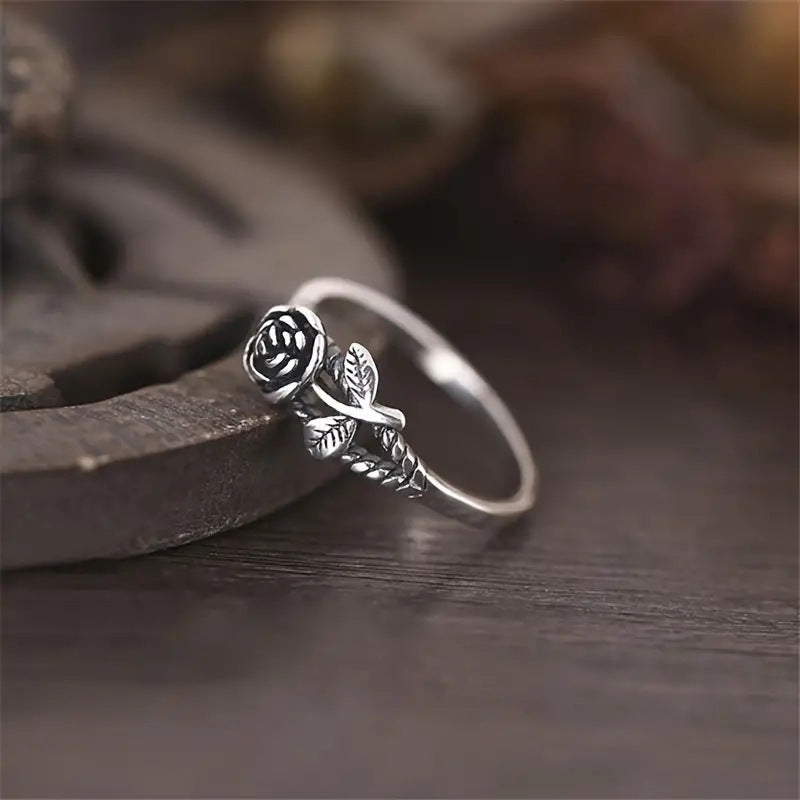 Classical rose ring retro thin ring index finger ring