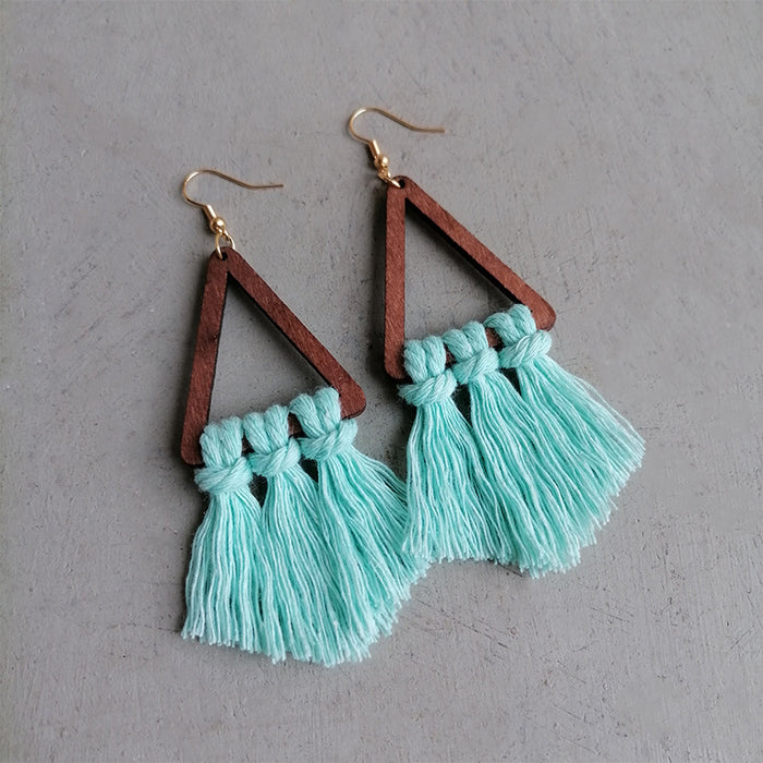 Summer Tassel Earrings with Morandi Color and Triangle Design