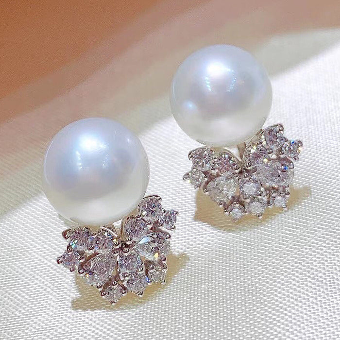 Baroque Imitation Pearl Zircon Earrings