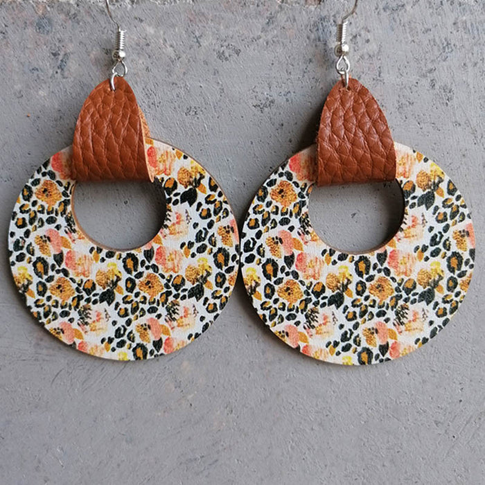 Wooden floral texture earrings