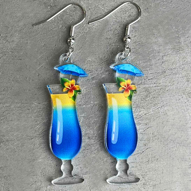 Summer cold drink acrylic earrings - wallojewerly 