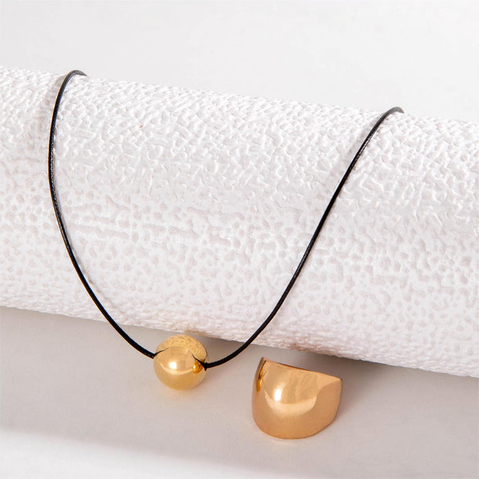 Bold Ball Pendant Necklace with Wide Ring Set