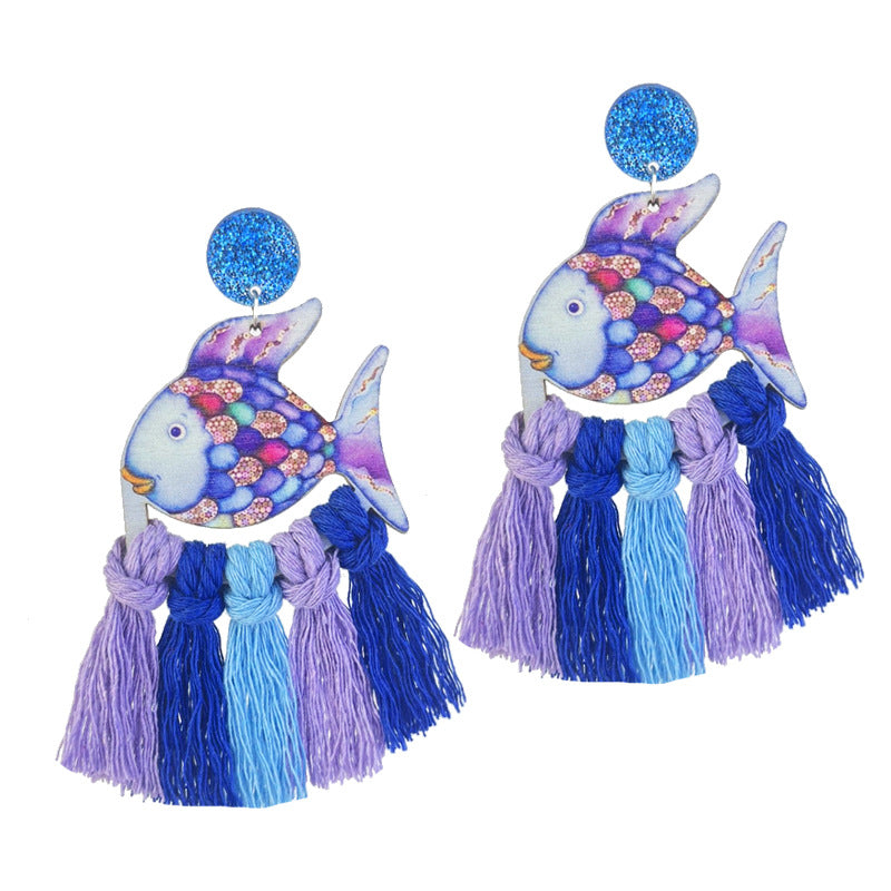 Fun Reading Themed Woven Tassel Earrings with Pencil Design for Students and Teachers