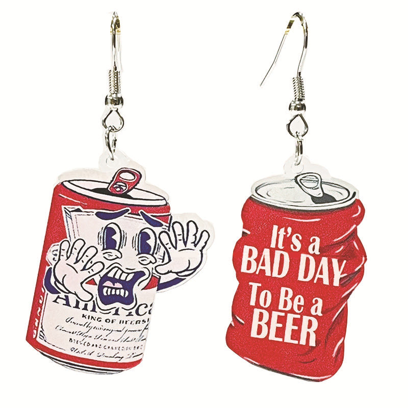 Beer Ice Beer Transparent Water Drop Acrylic Earrings - wallojewerly 