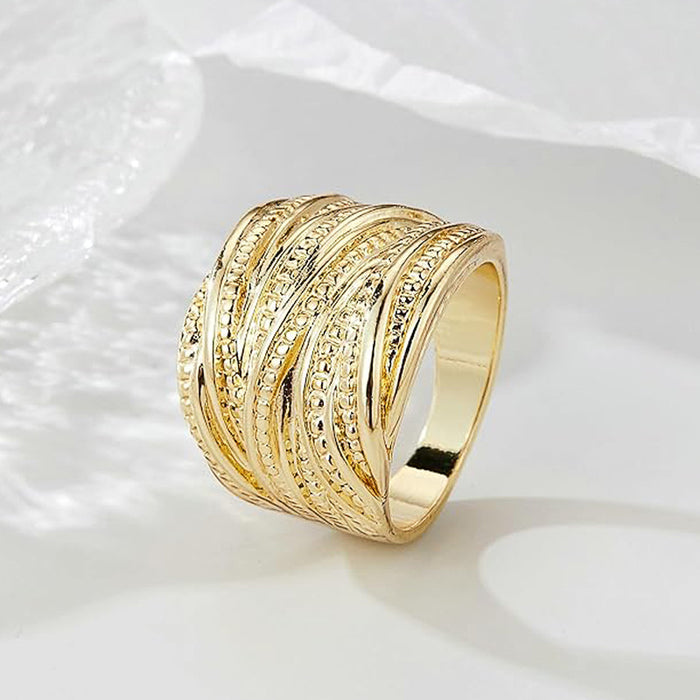 Anillo retro doble de oro anillo exagerado para hombres y mujeres