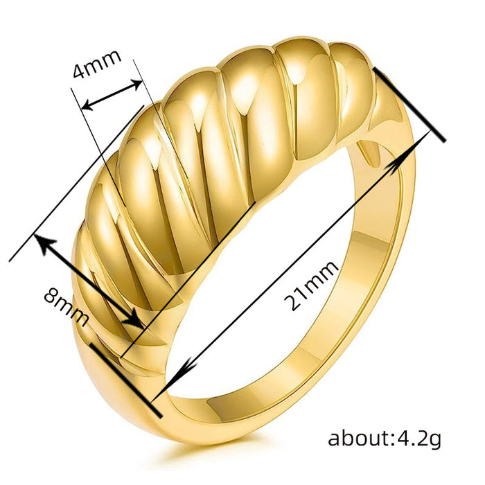 Anillo de cuerda trenzada para dedo índice, diseño de croissant retorcido, anillo abierto unisex