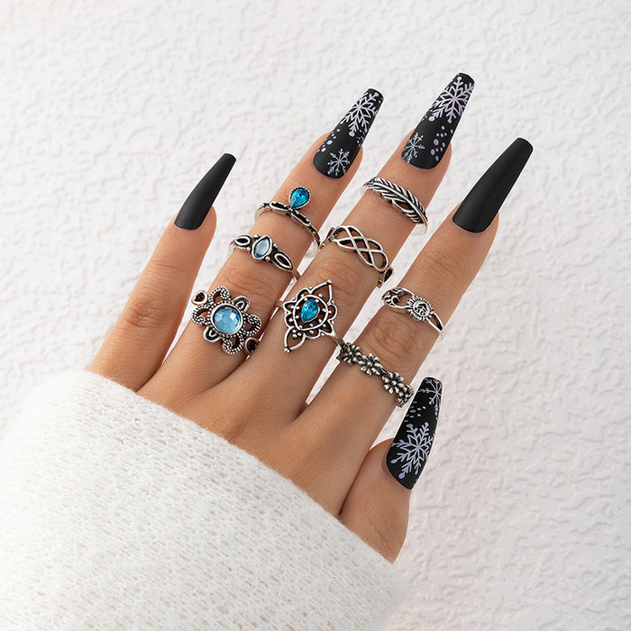 Imitation Opal Wave Nine-Piece Ring Set