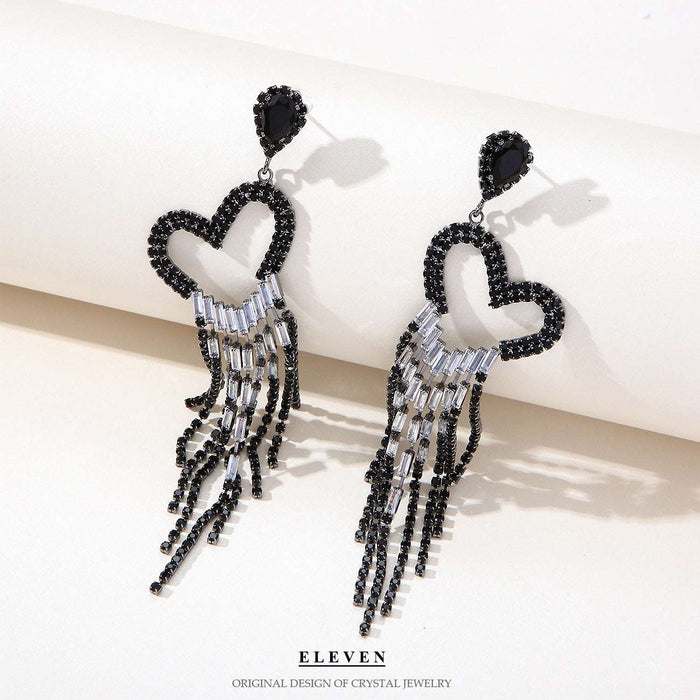 S925 silver needle-set rhinestone tassel butterfly earrings