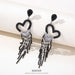 S925 silver needle-set rhinestone tassel butterfly earrings