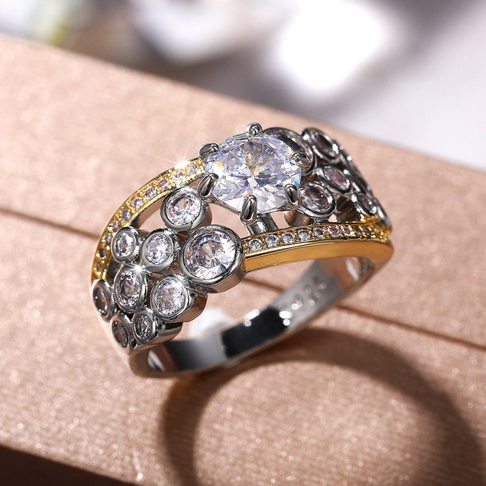 Color separation ring creative hollow full inlaid round zircon ring