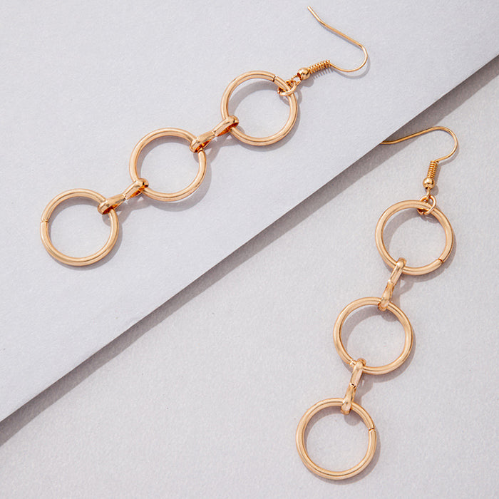 Three circle geometric ear hooks earrings cold style simple earrings