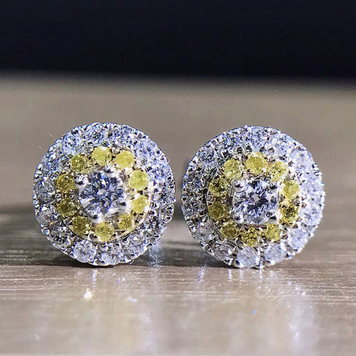 Yellow diamond zircon earrings earrings wholesale