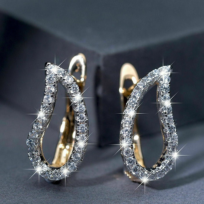 Full diamond leaf-shaped earrings, fashionable new style ear clips