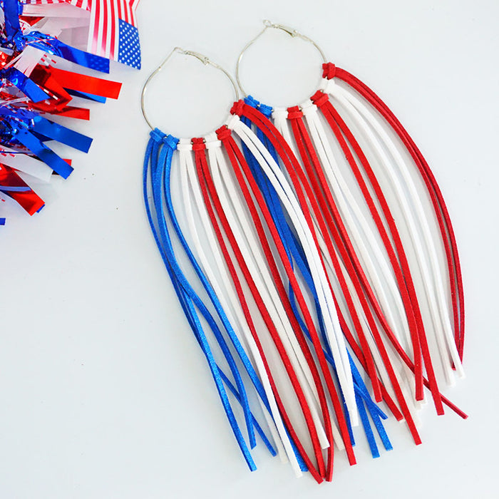 Patriotic Bohemian Tassel Earrings with Handcrafted Design for Independence Day