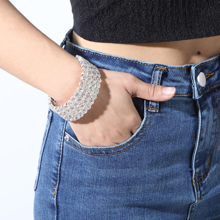 Vintage Multi-Layer Rhinestone Bracelet - Bold and Exaggerated Style for Trendy Women