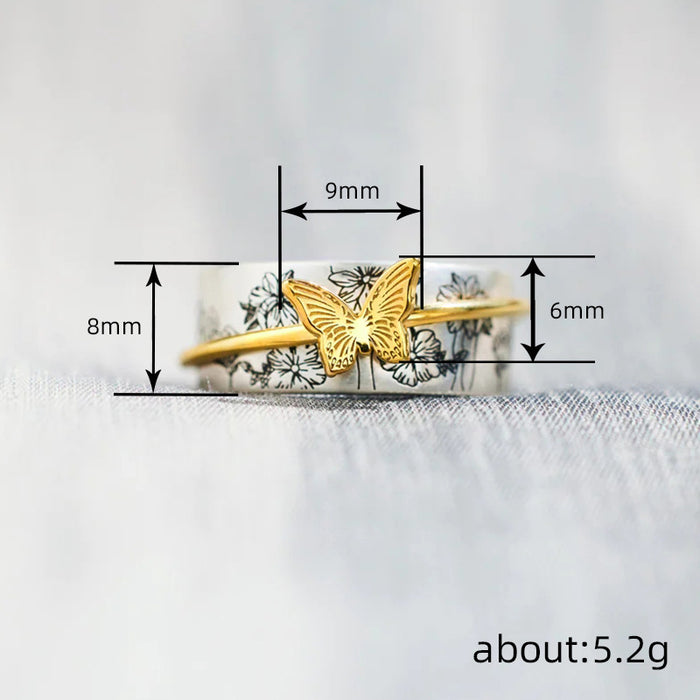 women's butterfly two-tone ring