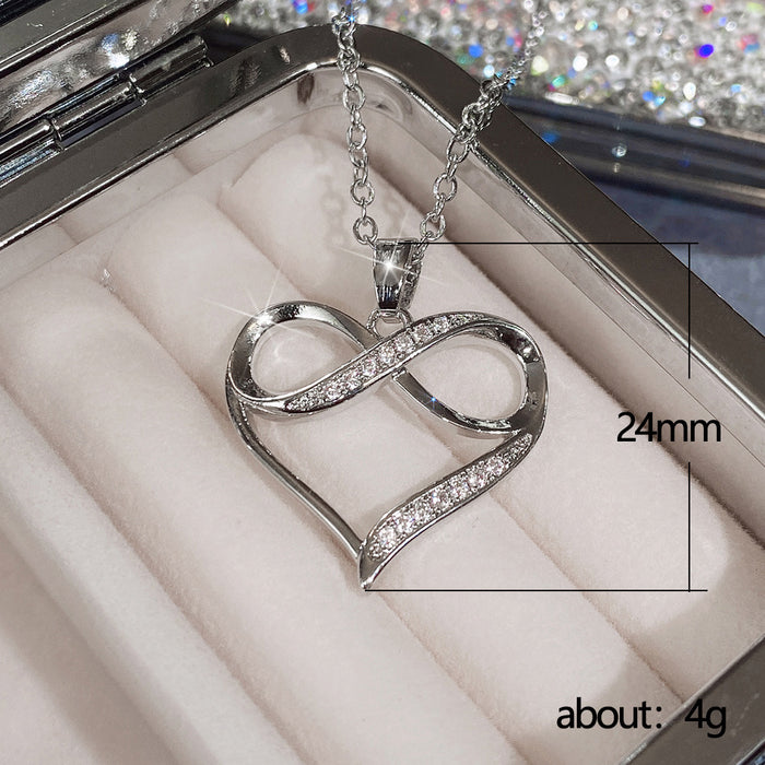 Light luxury style 8-shaped heart-shaped zircon women's clavicle necklace