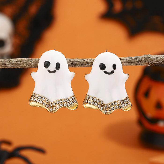 Wholesale Halloween Cartoon Stud Earrings Set - Spooky Pumpkin, Ghost & Bat Alloy Earring Multipack for Women