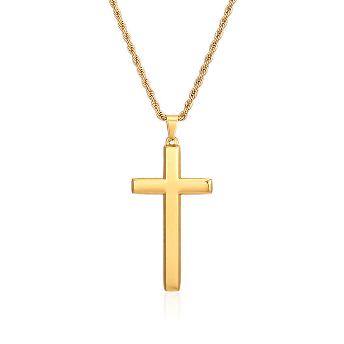 Cuban chain cross necklace, double-layer titanium steel vintage jewelry