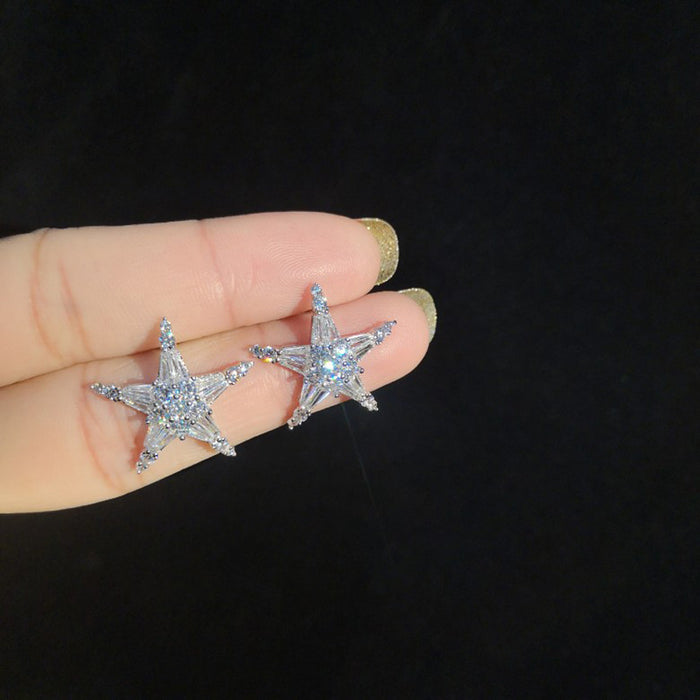 Pendientes de estrella de cinco puntas llenos de diamantes pendientes en forma de estrella pendientes de estudiante