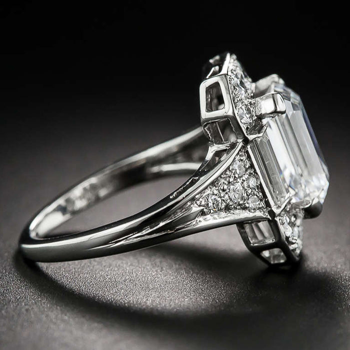 Anillo de circonita rectangular europea y americana, elegante accesorio de mano.