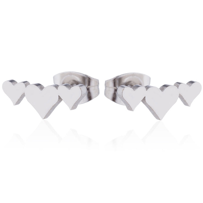 Geometric Heart Stainless Steel Stud Earrings - Simple and Stylish Jewelry