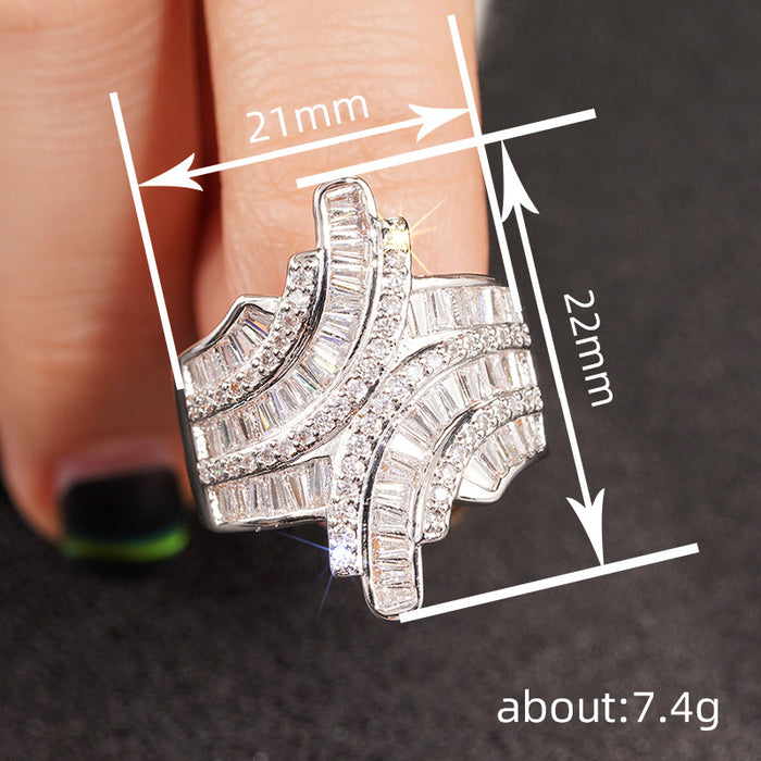 Zircon shaped geometric ring women's shiny light luxury accessories