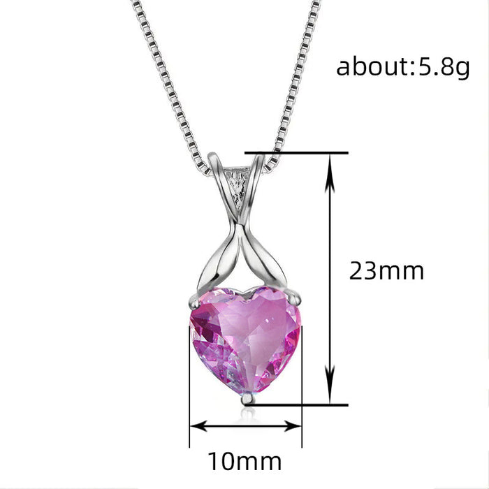 Heart Pendant Necklace Simple Floral Chain Necklace
