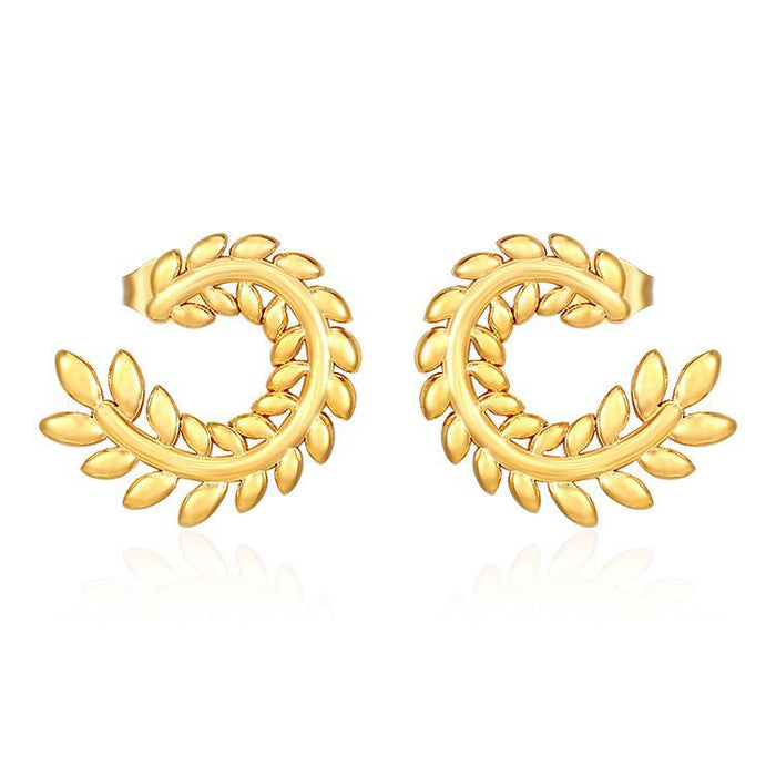 Gold thread stainless steel earrings light luxury style women's earrings