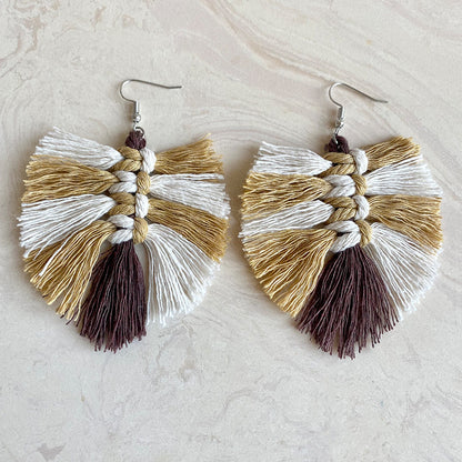 Bohemian Tassel Earrings with Wooden Design for Wedding and Gifts