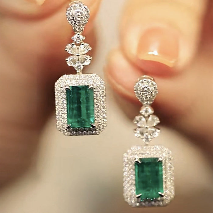 Square brilliant zircon earrings