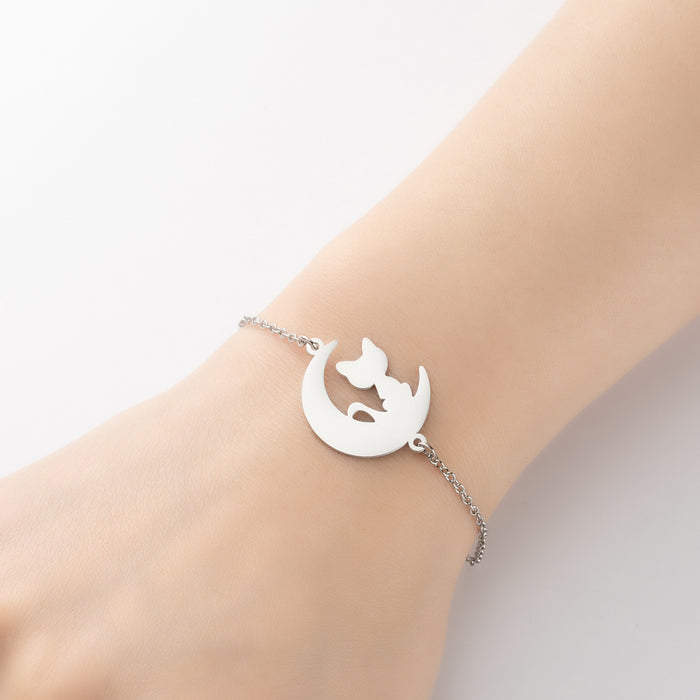 Elegant small animal bracelet, stainless steel girls niche fashion jewelry wholesale