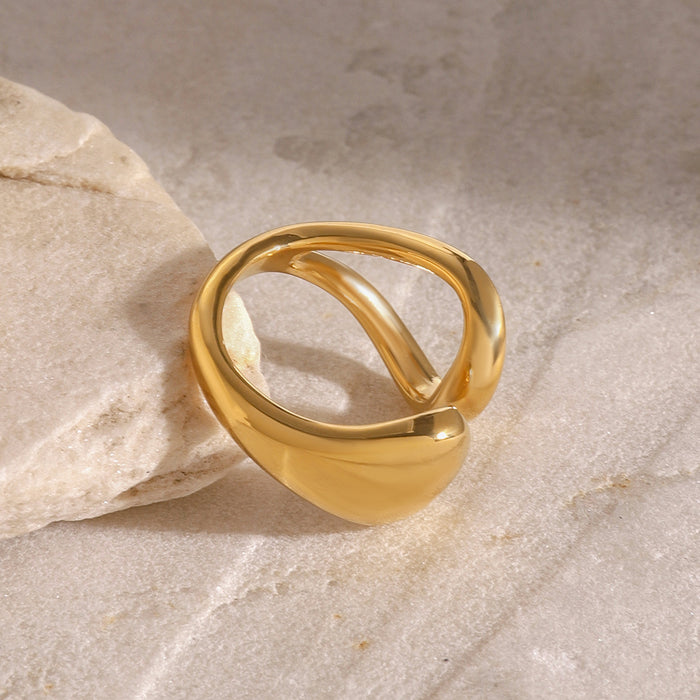 Stainless steel 18k gold open hollow ring