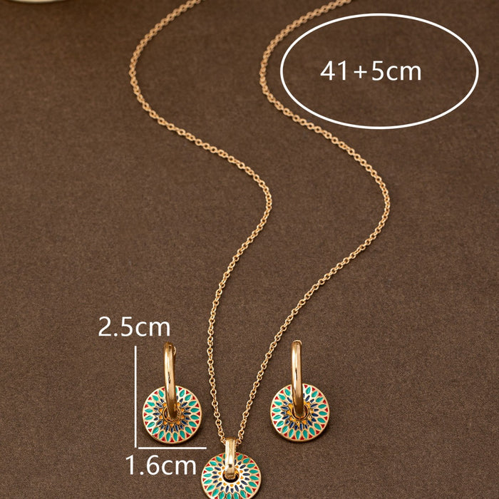 Wholesale painted daisy pattern necklace and earring sets - wallojewerly 