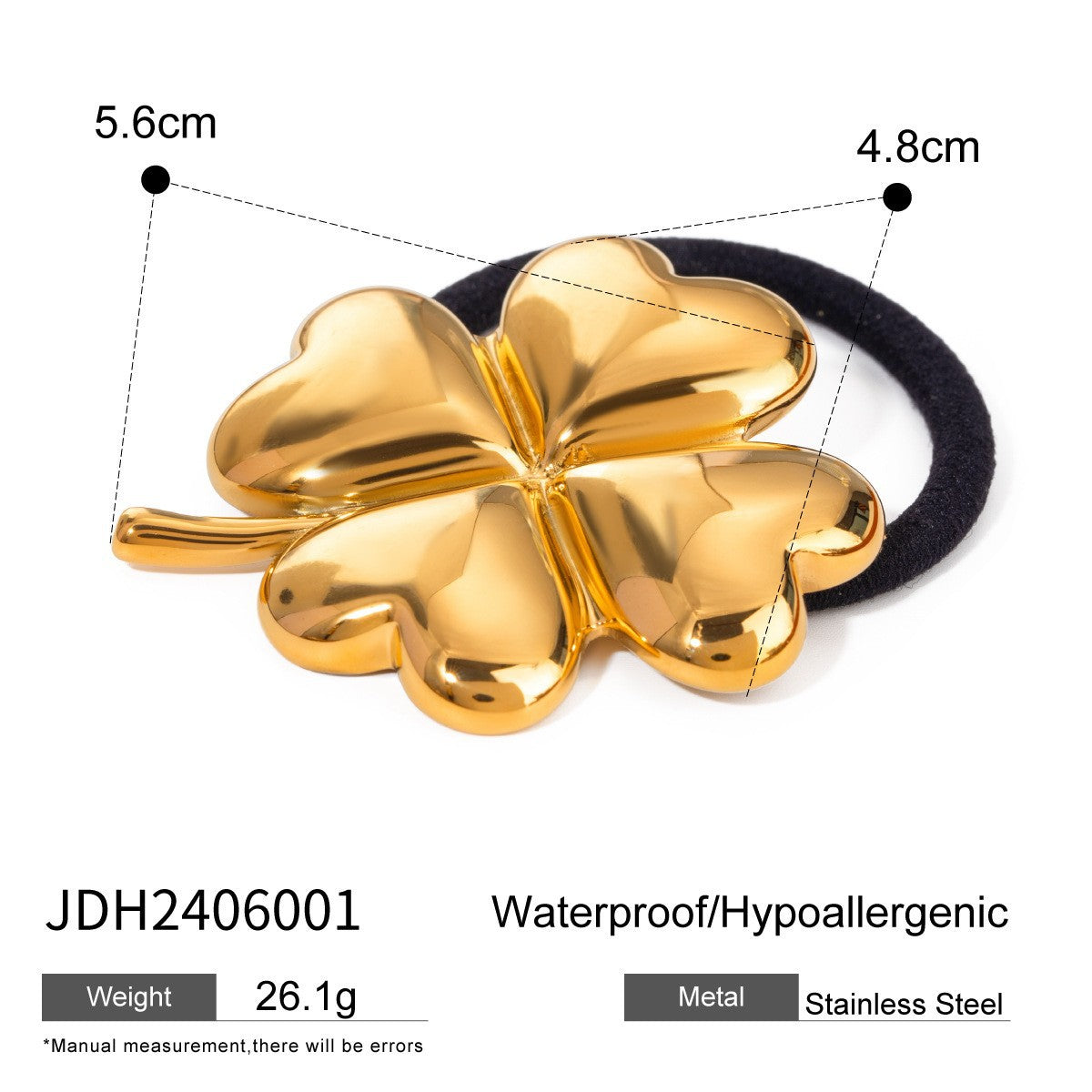 18K Gold Plated Stainless Steel Hair Tie - High-End U-Shaped Elastic Band for Ponytails