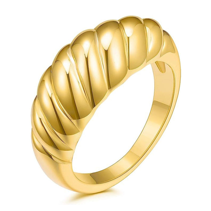 Anillo de cuerda trenzada para dedo índice, diseño de croissant retorcido, anillo abierto unisex