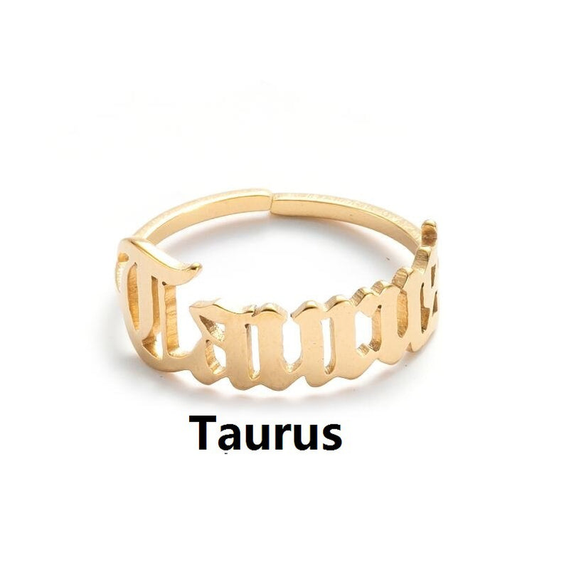 Stainless steel letter ring, European and American retro open ring wholesale