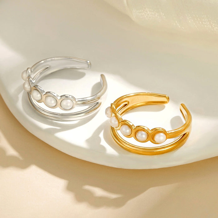 Wholesale titanium steel pearl open rings
