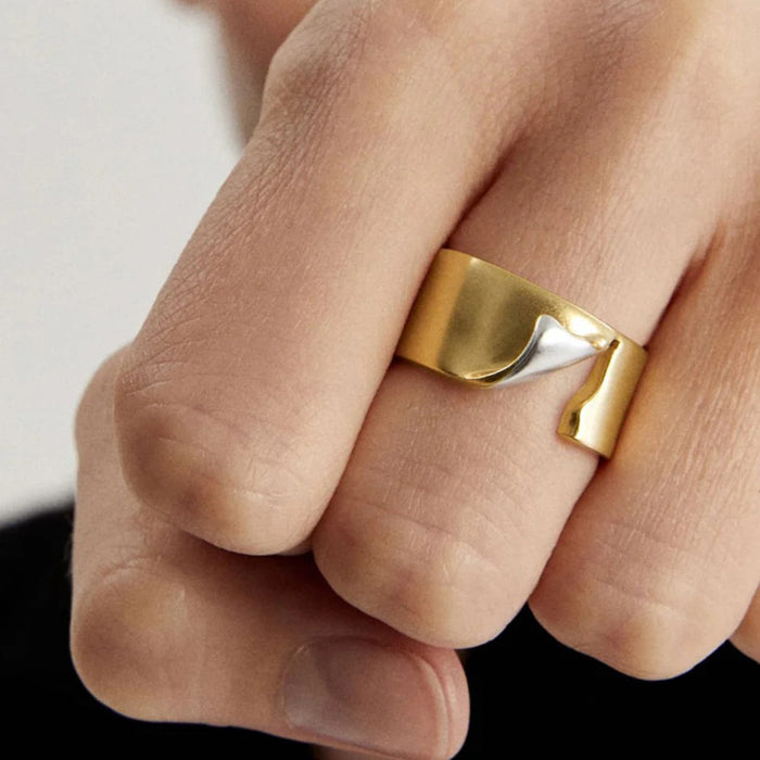 Stainless steel metal color-block ring