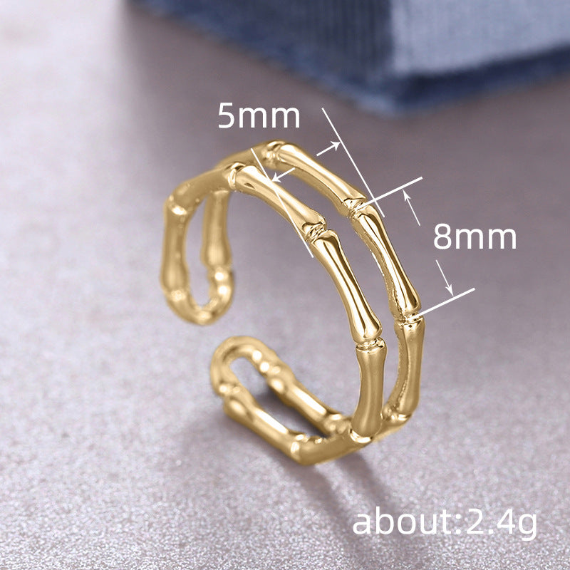 Anillo ajustable de bambú personalizado, anillo sencillo y popular.