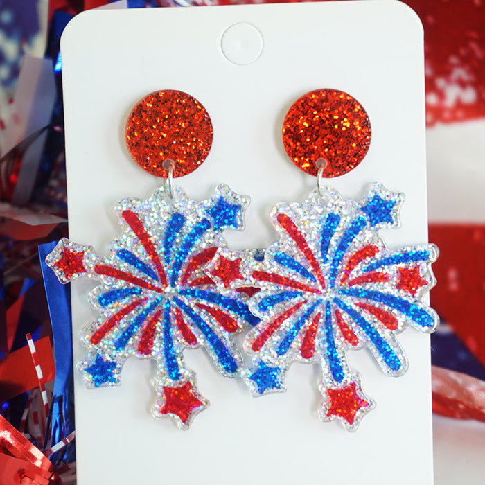 Patriotic Party Earrings with Shiny Glitter Design