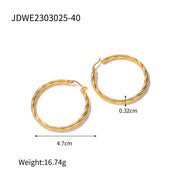 18K Gold Plated Stainless Steel Cross Earrings - Unique Design with Glossy Finish - wallojewerly 