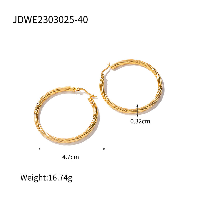 18K Gold Plated Stainless Steel Cross Earrings - Unique Design with Glossy Finish - wallojewerly 