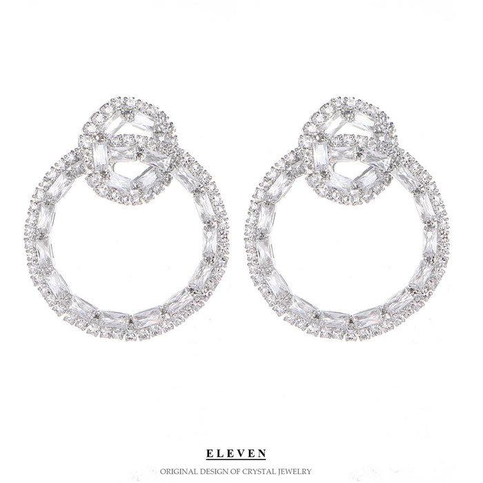 S925 Silver Needle Full Rhinestone Earrings - Simplistic Hoop Jewelry for Women