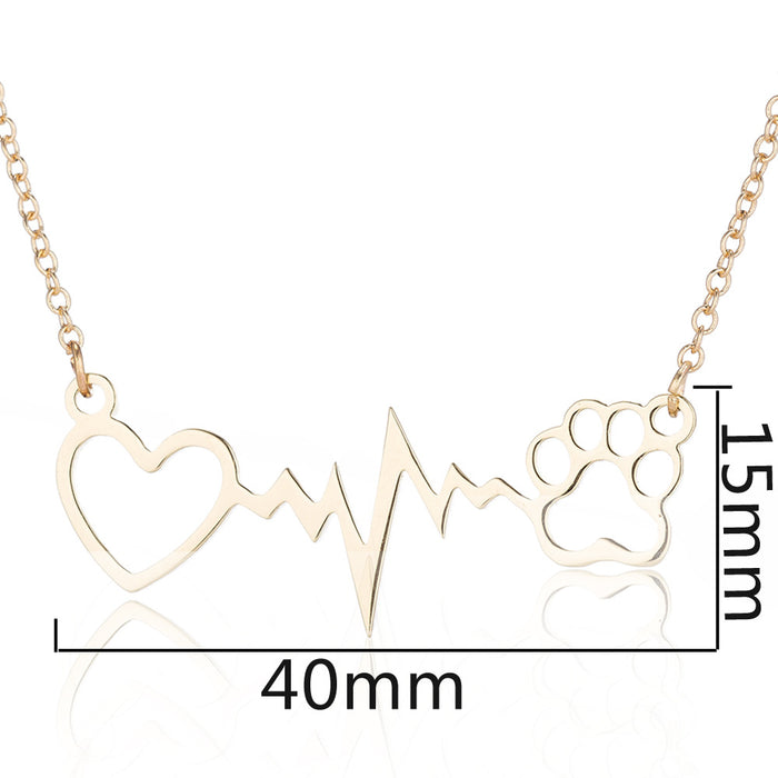 Heartbeat and Lightning Pendant Necklace - Geometric Animal Jewelry for Summer