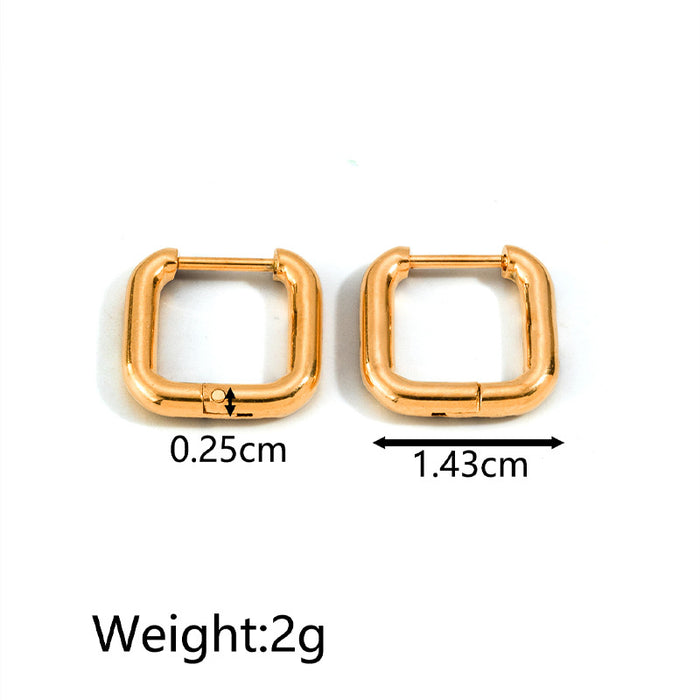 Retro 18K gold titanium steel earrings for women trendy geometric earrings