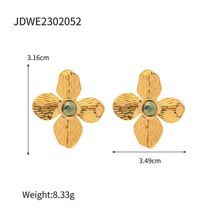 Designer 18K Gold Stainless Steel Gold-Silver Daisy Earrings - Floral Series Jewelry