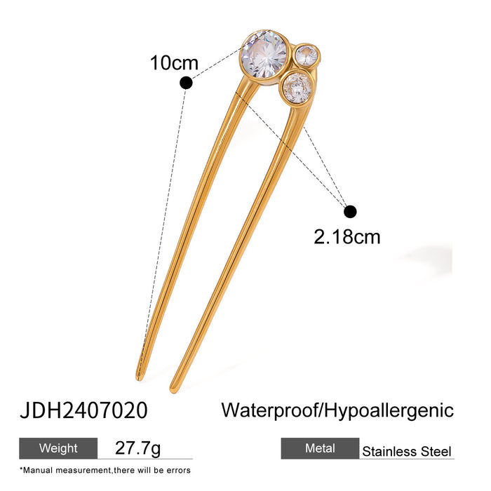 White zircon U-shaped hairpin, high-end hair fork