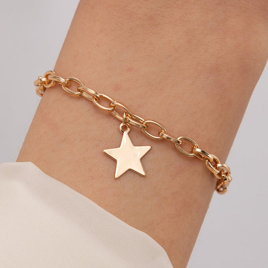 Pulsera de cadena con estrellas sencilla - Pulsera de estrellas plateadas estilo Ins